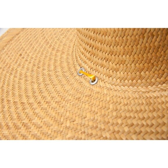 Vtg 1970\'s Women\'s Tan Hand Woven Straw Hat Extra Extra Wide Brim Extremely Firm